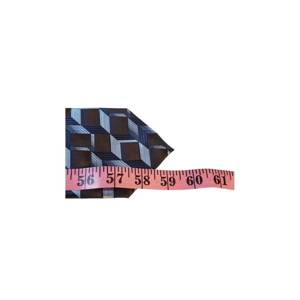 Andrea Garavani Neck Tie Mens Brown Blue‎ Geometric 100% Micro Fiber Business